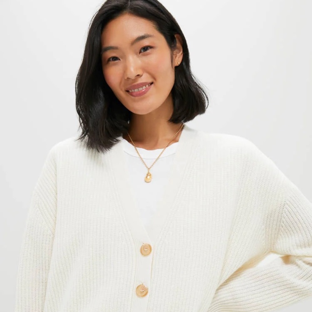 Jenni Kayne Cropped Cashmere Cocoon Cardigan Ivory S